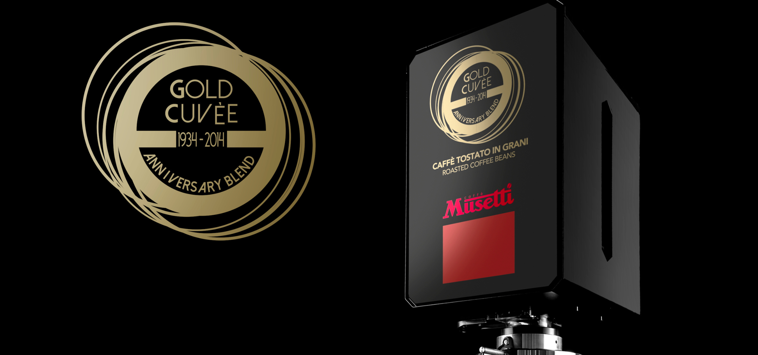 Fundo preto com o símbolo do Gold Cuvée à esquerda e à direita o lote de extração